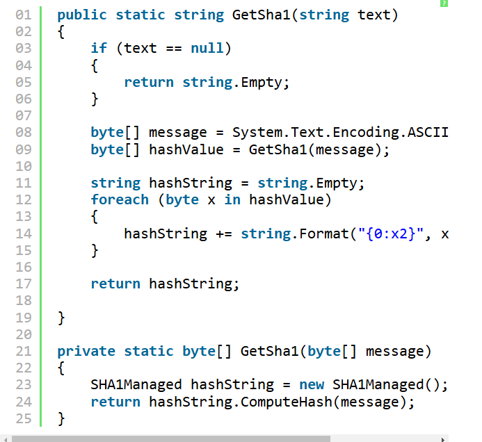 How to create a SHA1 hash in C#