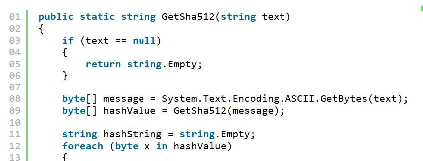 C# Sha512 hash example