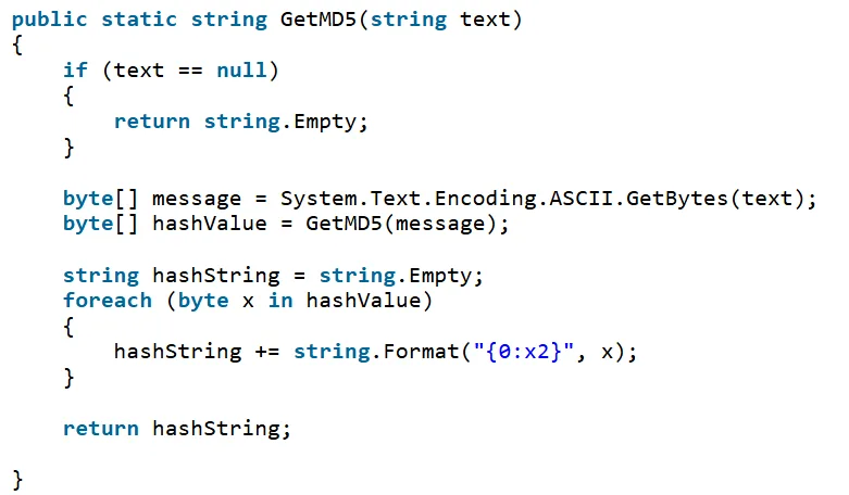 How to create a md5 hash in C#