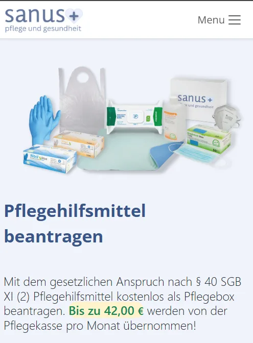 Pflegehilfsmittel sanus-plus Pflegebox